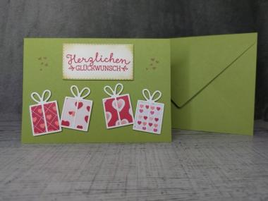 Grußkarte Glückwunsch mit Paketen handgemacht